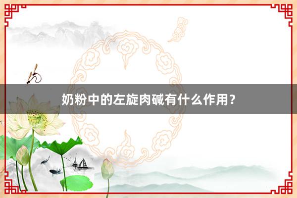 奶粉中的左旋肉碱有什么作用？